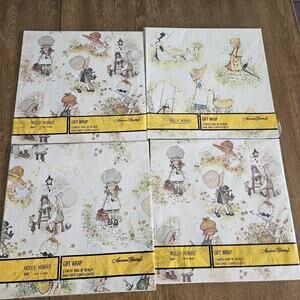 4 PACKAGES VTG. HOLLY HOBBIE AMERICAN GREETINGS GIFT WRAP (31.6 SQ ') Brand New